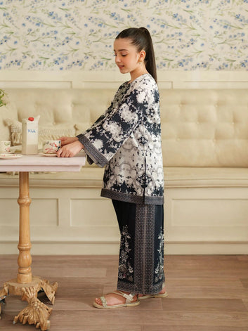 Front Back Digital Painted Shirt With Digital Printed Flapper Kids 2Pcs